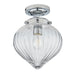 Endon 96489 Cheston 1lt Flush Chrome plate & clear ribbed glass 10W LED E27 (Required) - westbasedirect.com
