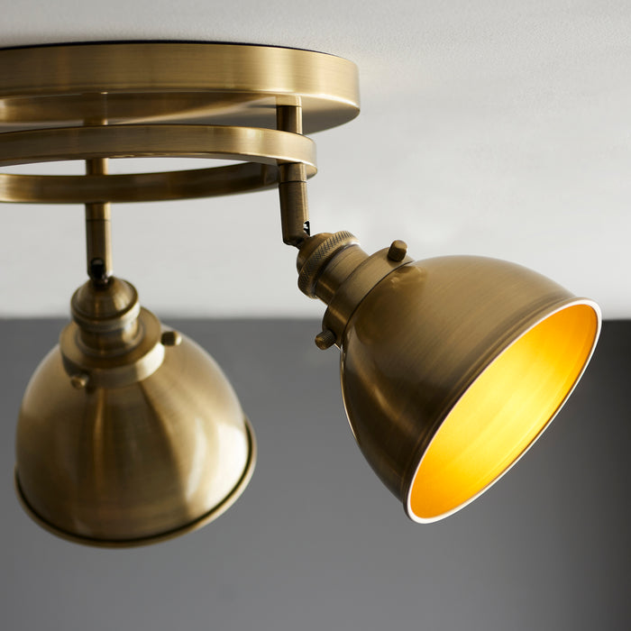 Endon 96802 Wyatt 3lt Spot Antique brass plate 3 x 7W LED E14 (Required) - westbasedirect.com