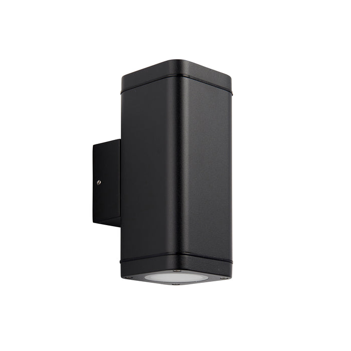 Endon 96911 Milton 2lt Wall Textured black & clear glass 2 x 7W LED GU10 (Required) - westbasedirect.com