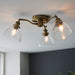 Endon 97247 Hansen 3lt Semi flush Antique brass plate & clear glass 3 x 7W LED E14 (Required) - westbasedirect.com