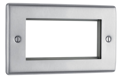 NBSEMR4 Nexus Metal Quad Euro Module Faceplate Brushed Steel