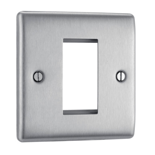 NBSEMS1 Nexus Metal Single Euro Module Faceplate Brushed Steel