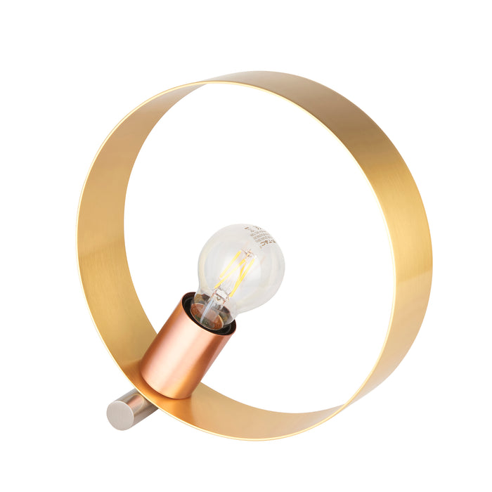 Endon 97665 Hoop 1lt Table Brushed brass, nickel & copper plate 10W LED E27 (Required) - westbasedirect.com