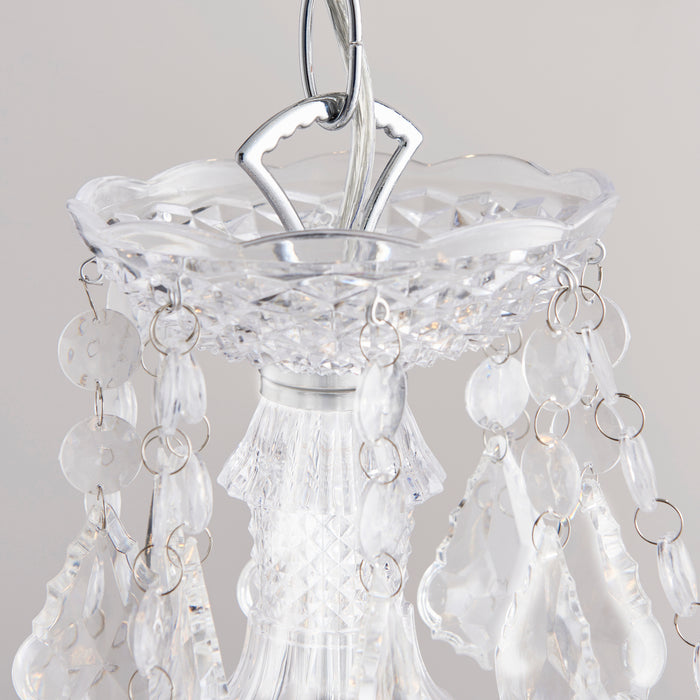 Endon 308-8-4CL Clarence 12lt Pendant Clear acrylic & chrome plate 12 x 60W E14 candle (Required) - westbasedirect.com