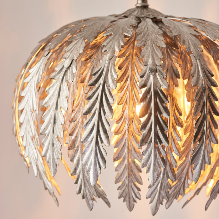 Endon 98044 Delphine 1lt Pendant Silver leaf 10W LED E27 (Required) - westbasedirect.com
