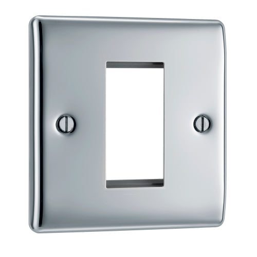 NPCEMS1 Nexus Metal Single Euro Module Faceplate Polished Chrome