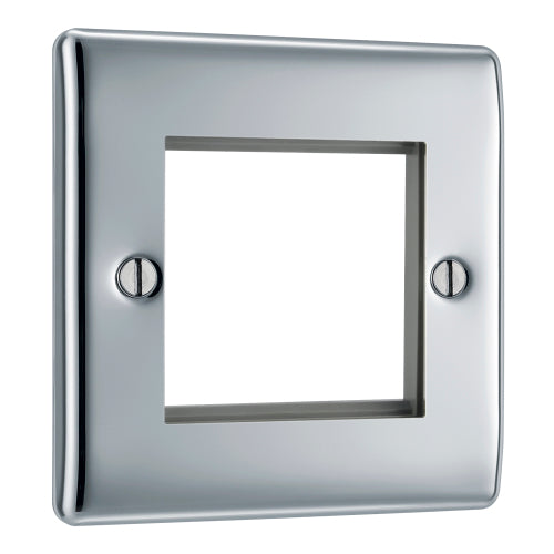 NPCEMS2 Nexus Metal Twin Euro Module Faceplate Polished Chrome