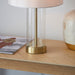 Endon 98810 Lessina 1lt Table Satin brass plate, clear glass & vintage white fabric 10W LED E27 (Required) - westbasedirect.com