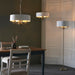 Endon 98934 Highclere 3lt Pendant Antique brass plate & vintage white fabric 3 x 40W E14 candle (Required) - westbasedirect.com