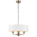 Endon 98934 Highclere 3lt Pendant Antique brass plate & vintage white fabric 3 x 40W E14 candle (Required) - westbasedirect.com