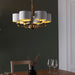 Endon 98936 Highclere 6lt Pendant Antique brass plate & vintage white fabric 6 x 28W E14 Eco golf (Required) - westbasedirect.com