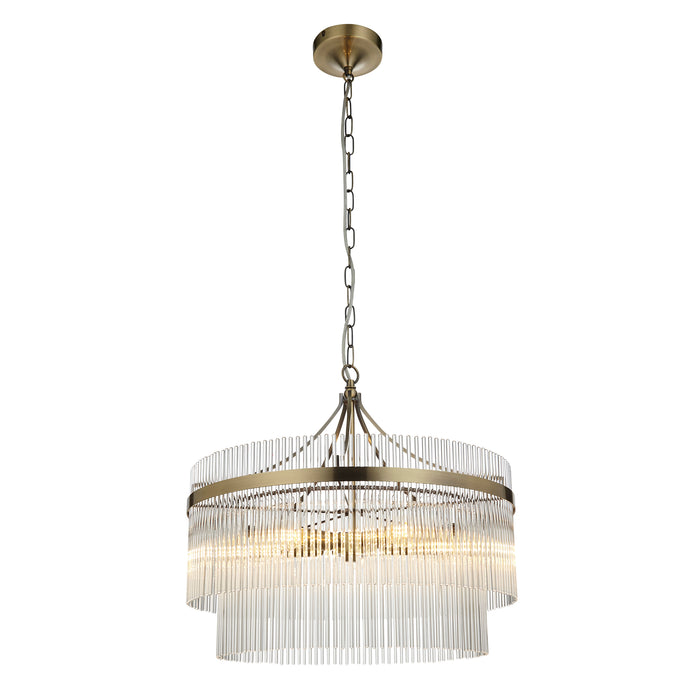 Endon 99166 Marietta 5lt Pendant Antique brass plate & clear glass 5 x 7W LED E14 (Required) - westbasedirect.com