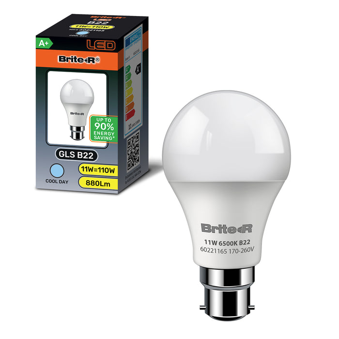 Brite-R 11W B22 BC GLS LED Bulb Cool White 6500K - westbasedirect.com