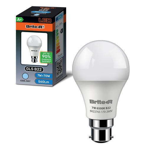 Brite-R 7W B22 BC GLS LED Bulb Cool White 6500K - westbasedirect.com
