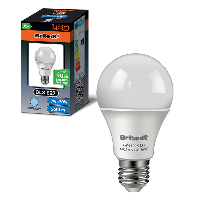 Brite-R 7W E27 ES GLS LED Bulb Cool White 6500K - westbasedirect.com