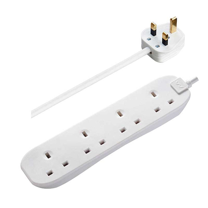 Masterplug 4 Socket 1m 13A Extension Lead White - westbasedirect.com