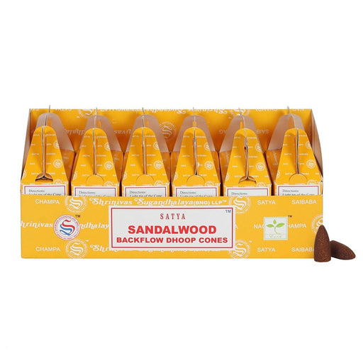 Satya Backflow Dhoop Cones Sandalwood|6 Pack - westbasedirect.com