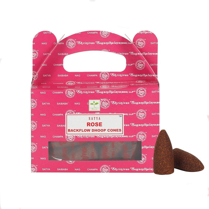 Satya Backflow Dhoop Cones Rose|1 Pack - westbasedirect.com