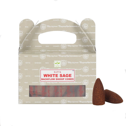 Satya Backflow Dhoop Cones White Sage|1 Pack - westbasedirect.com