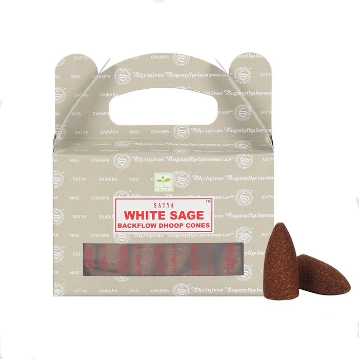 Satya Backflow Dhoop Cones White Sage|6 Pack - westbasedirect.com