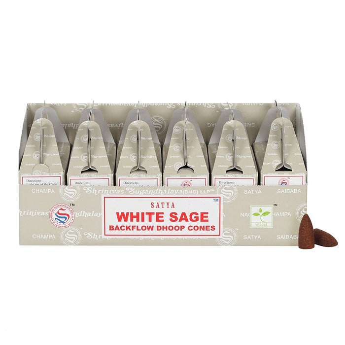 Satya Backflow Dhoop Cones White Sage|6 Pack - westbasedirect.com