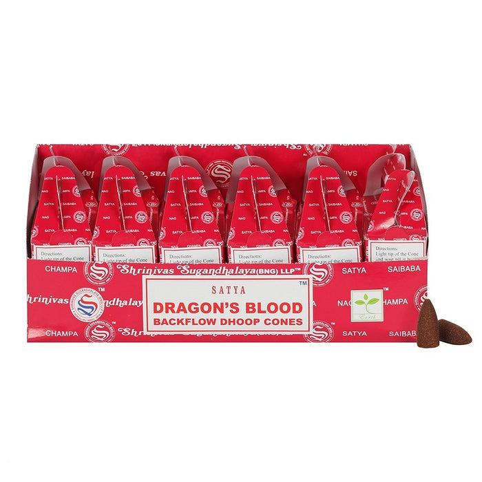 Satya Backflow Dhoop Cones Dragon’s Blood|6 Pack - westbasedirect.com