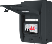 BG CFEV2 IP65 Weatherproof Metal EV Charger Circuit Protection with 100A Main Switch, 40A B Curve MCB & Type 2 SPD