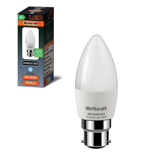 Brite-R 5W B22 BC Candle LED Bulb Cool White 6500K - westbasedirect.com