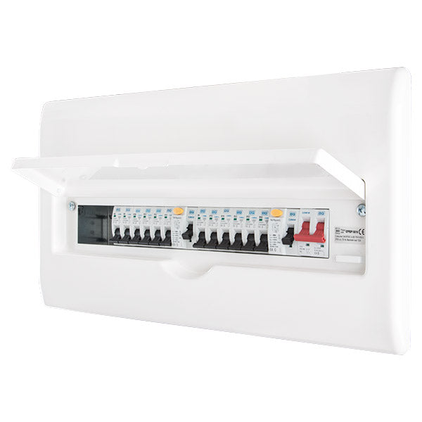 BG CFFDP1000014ASPD 22 Module 14 Way Fully Recessed Populated + 100A Switch, 2x100 Type A 30mA RCD, 1xSPD & 10xMCBs - westbasedirect.com