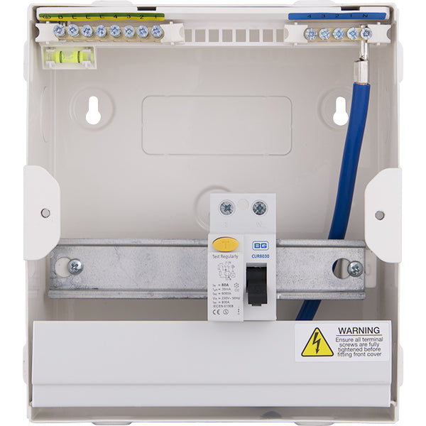 BG CFURSW804 6 Module 4 Way Metal Unpopulated + 80A 30mA RCD - westbasedirect.com