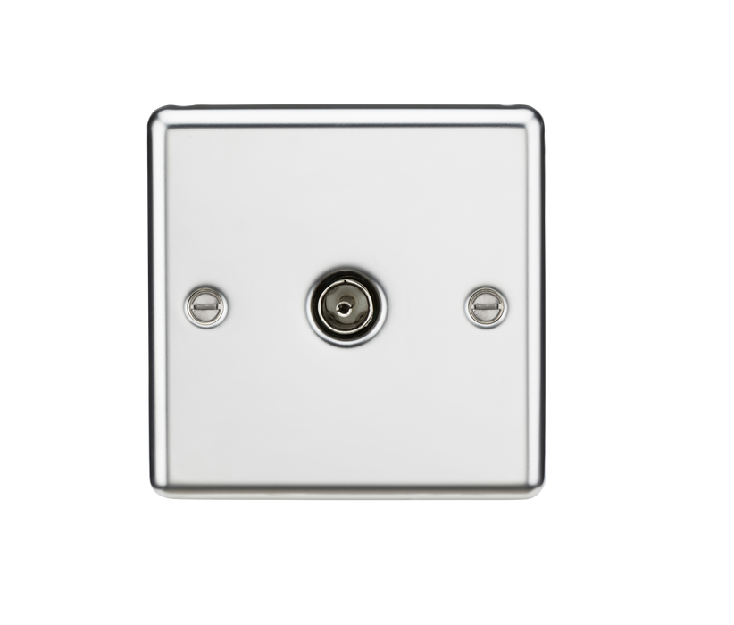 Knightsbridge CL010PC Rounded Edge TV Outlet (Non-Isolated) - Polished Chrome - westbasedirect.com