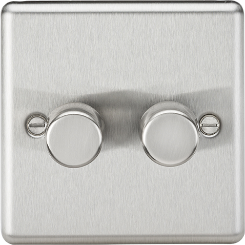 Knightsbridge CL2182BC Rounded Edge 2G 2 Way 10-200W (5-150W LED) Trailing Edge Dimmer - Brushed Chrome - westbasedirect.com