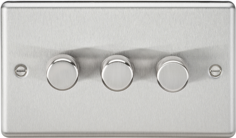 Knightsbridge CL2183BC Rounded Edge 3G 2 Way 10-200W (5-150W LED) Trailing Edge Dimmer - Brushed Chrome - westbasedirect.com