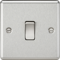 Knightsbridge CL2BC Rounded Edge 10AX 1G 2-Way Plate Switch - Brushed Chrome