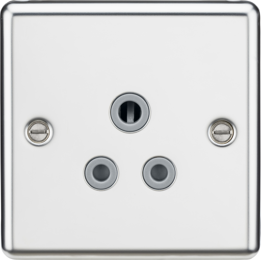 Knightsbridge CL5APCG Rounded Edge 5A Unswitched Socket - Polished Chrome + Grey Insert - westbasedirect.com