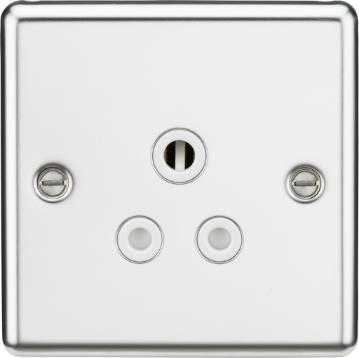 Knightsbridge CL5APCW Rounded Edge 5A Unswitched Socket - Polished Chrome + White Insert - westbasedirect.com