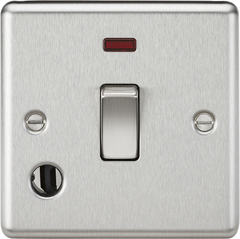 Knightsbridge CL834FBC Rounded Edge 20A 1G DP Switch + Neon & Flex Outlet - Brushed Chrome - westbasedirect.com