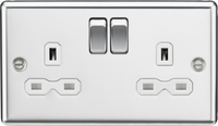 Knightsbridge CL9PCW Rounded Edge 13A 2G DP Switched Socket - Polished Chrome + White Insert