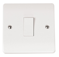 Click Mode CMA010 White Moulded 10AX 1 Gang 1 Way Plate Switch