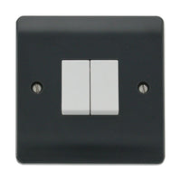 Click Mode CMA012AG Part M 10AX 2 Gang 2 Way Plate Switch - Anthracite Grey