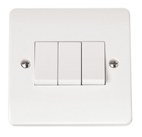 Click Mode CMA013 White Moulded 10AX 3 Gang 2 Way Plate Switch