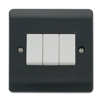 Click Mode CMA013AG Part M 10AX 3 Gang 2 Way Plate Switch - Anthracite Grey