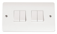 Click Mode CMA019 White Moulded 10AX 4 Gang 2 Way Plate Switch