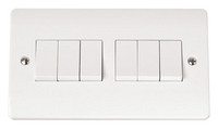 Click Mode CMA105 White Moulded 10AX 6 Gang 2 Way Plate Switch