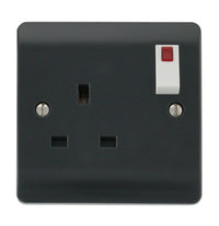 Click Mode CMA1835AG Part M 13A 1 Gang DP Switched Safety Shutter Socket + Neon - Anthracite Grey