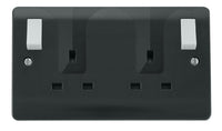 Click Mode CMA736AG Part M 13A 2G DP Switched Locating Plug Socket (Outboard Rockers) - Anthracite Grey