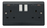 Click Mode CMA780AG Part M 13A 2G Switched Socket Outlet + 2x 2.1A USB - Anthracite Grey