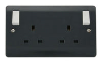 Click Mode CMA836AG Part M 13A 2 Gang DP Switched Socket (Outboard Rockers) - Anthracite Grey