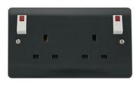 Click Mode CMA840AG Part M 13A 2G DP Switched Socket + Neon (Outboard Rockers) - Anthracite Grey