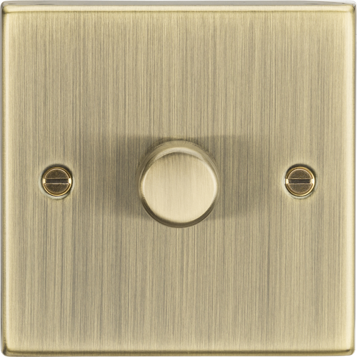 Knightsbridge CS2181AB Square Edge 1G 2 Way 10-200W Trailing Edge Dimmer - Antique Brass - westbasedirect.com